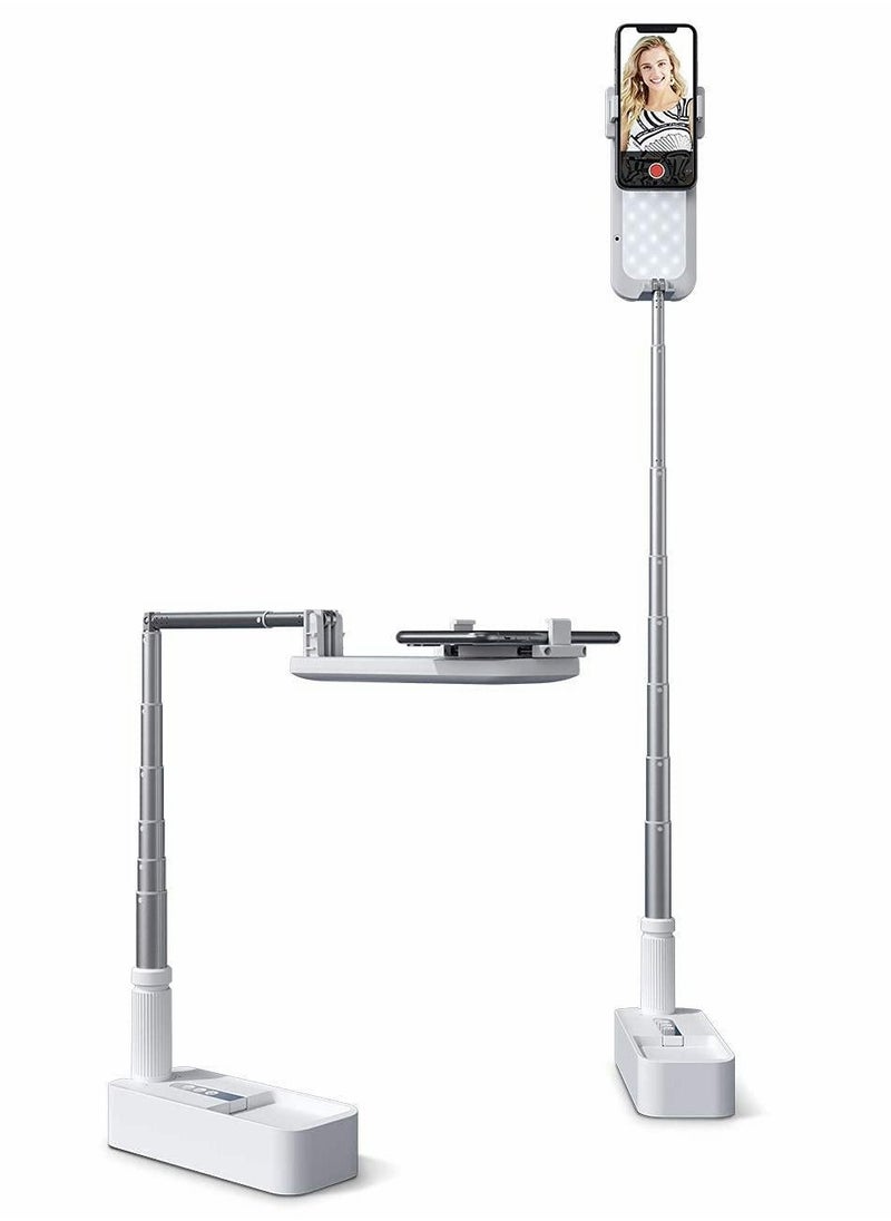 Y&D - Selfie Stand Extension 360° Swivel with Phone Holder, Height and Angle Adjustable Brightness LED Light for Audio Video Recording - Image 1