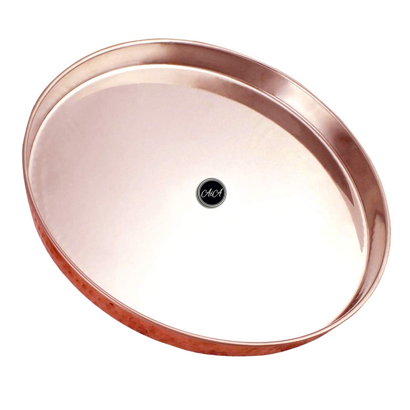 AIA India Steel Copper Dinner Thali Set, Tableware Set, Diameter 12.00 Inch, Set of 2 Pieces (Silver) - Image 2