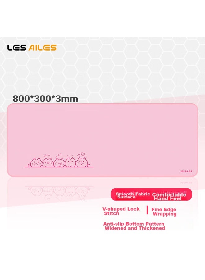 Lesailes Feidun Lesailes Cat-shaped Pink Gaming Mouse Pad, Extra Large Computer Keyboard Desk Mat, Cute And Easy To Clean, 800*300*3mm - Image 1
