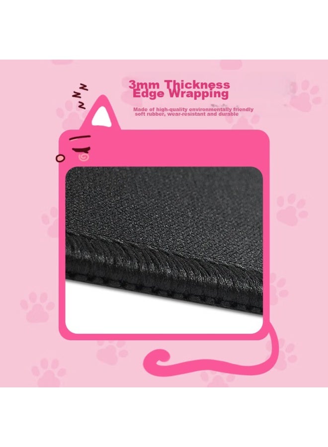 Lesailes Feidun Lesailes Cat-shaped Pink Gaming Mouse Pad, Extra Large Computer Keyboard Desk Mat, Cute And Easy To Clean, 800*300*3mm - Image 4