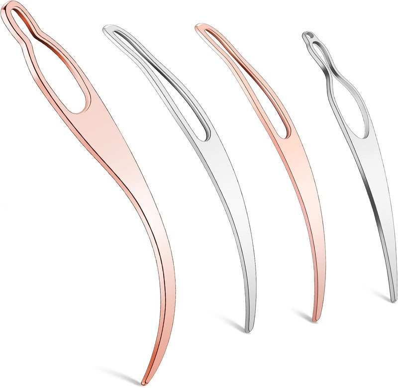 WILLBOND 4 Pieces Sisterlock Retighten Tool, Dreadlock Tool for Hair, Dreadlock Crochet Needle, Loc Needle for Dreads, Dread Crochet Needle for Hair Extensions Styling Tools Loc Maintenance (Rose Gold, Silver) - Image 1