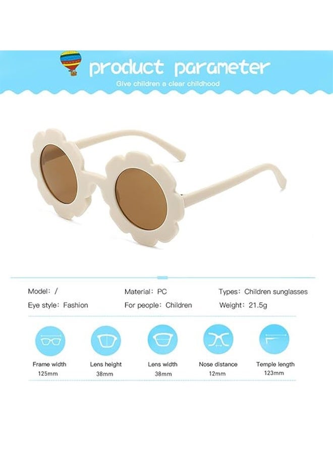 2PCS Round flower Sunglasses for Kids Girl Boys Matte Coloful Sunflower Shades Outdoors UV400 Protection Eyewear - Image 2