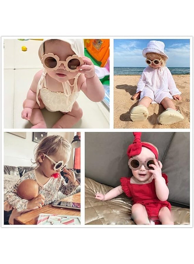 2PCS Round flower Sunglasses for Kids Girl Boys Matte Coloful Sunflower Shades Outdoors UV400 Protection Eyewear - Image 4