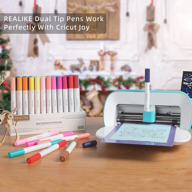 REALIKE Dual Tip Pens for Cricut Joy/Xtra Accessories Tools Dual Tip Marker Pens Set of 36 Pack Assorted Writing Drawing Fine Point Pen Compatible with Cricut Joy/Xtra Machine (0.4 Tip & 1.0 Tip) - Image 5