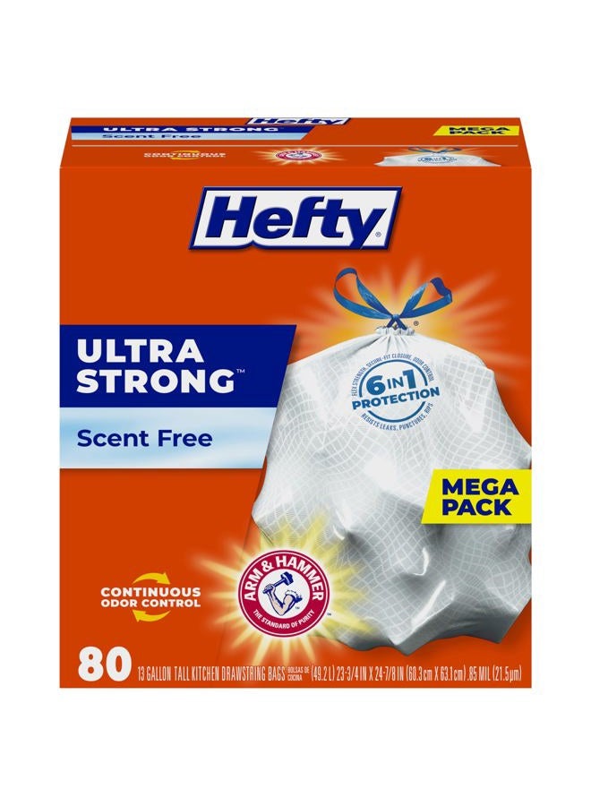 Hefty Ultra Strong Tall Kitchen Trash Bags, Unscented, 13 Gallon, (80 Count) - Image 1