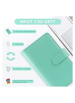 KASTWAVE Budget Binder Budget Binder with Zipper Envelopes 14Pcs Pockets A6 with Leather Binder Cover  - Image 3
