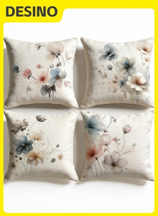 DESINO 4PCS 45x45cm Artistic Decorative Cushion Covers Collection – Polyester Digital Printed Pillow Cases for Sofa, Bed & Outdoor - Image 1