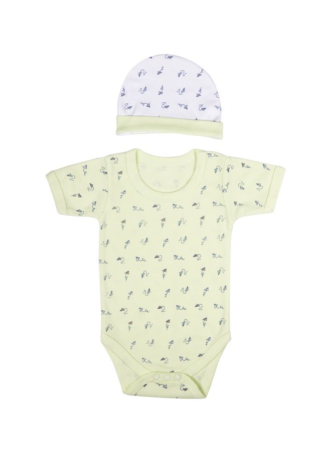 Babies Basic 5 Piece Unisex 100% Cotton Gift Set Include Bib, Romper, Mittens, Cap And Sleepsuit/Jumpsuit  - Image 3