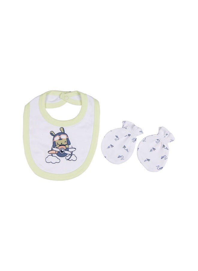 Babies Basic 5 Piece Unisex 100% Cotton Gift Set Include Bib, Romper, Mittens, Cap And Sleepsuit/Jumpsuit  - Image 4