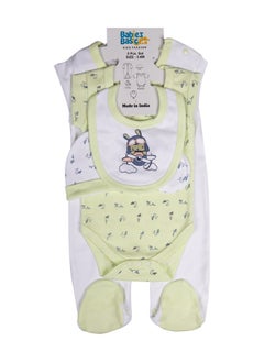 Babies Basic 5 Piece Unisex 100% Cotton Gift Set Include Bib, Romper, Mittens, Cap And Sleepsuit/Jumpsuit  - Image 5