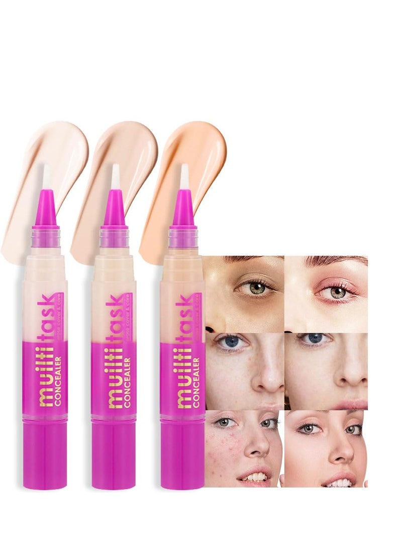 Concealer Stick Pen Pencil, 3Pcs Eye Bags Color Corrector Liquid, Sided Concealer Pencil, for Dark Circles Spot Eye Bags Blackheads for Men and Women - Image 1