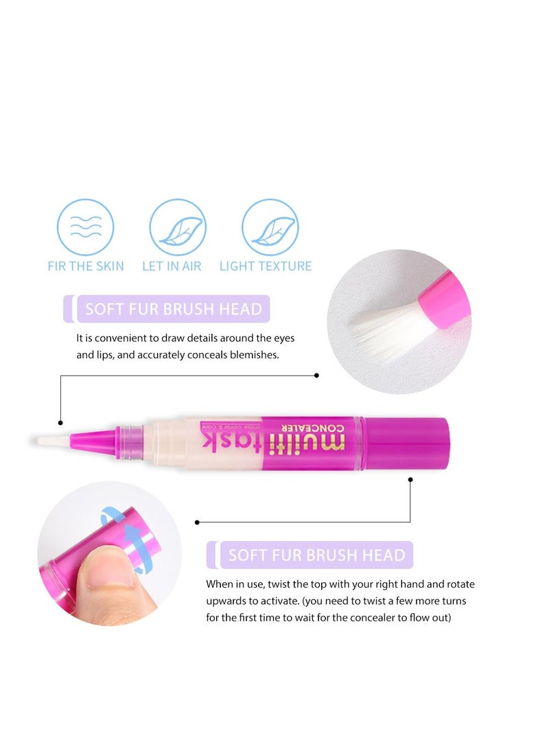 Concealer Stick Pen Pencil, 3Pcs Eye Bags Color Corrector Liquid, Sided Concealer Pencil, for Dark Circles Spot Eye Bags Blackheads for Men and Women - Image 5
