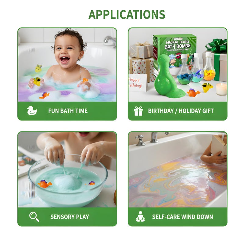 Zenseme Bath Bombs for Boys with Mini Toy Ducks Inside â€“ Kids Bath Bombs Powder - Bubble Bath for Kids â€“ Bathtime Experiment Kit Mix - Blast of Foam & Colour Surprise â€“ Gift Set of 4 - Image 3