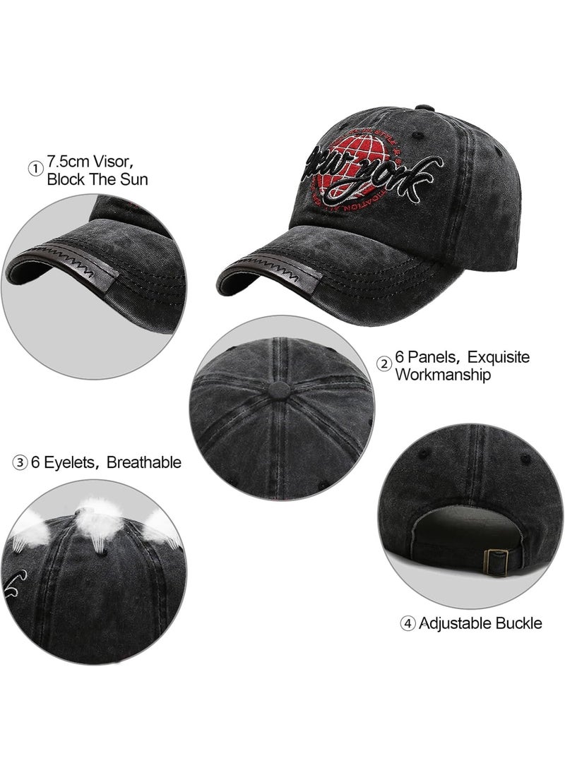 SOLARAE Vintage Baseball Cap - Unisex Casual Cotton Trucker Hat with Embroidery Letter, Washed Distressed Design - Adjustable Breathable Summer Sun Hat for Outdoor Sports - Image 3