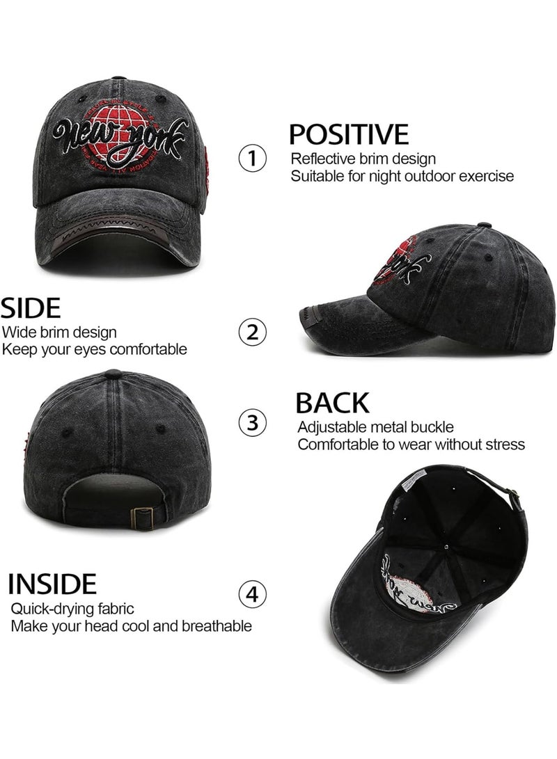 SOLARAE Vintage Baseball Cap - Unisex Casual Cotton Trucker Hat with Embroidery Letter, Washed Distressed Design - Adjustable Breathable Summer Sun Hat for Outdoor Sports - Image 4