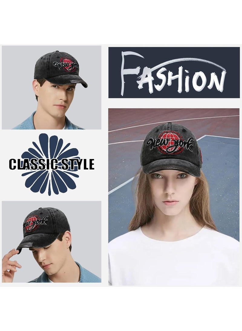 SOLARAE Vintage Baseball Cap - Unisex Casual Cotton Trucker Hat with Embroidery Letter, Washed Distressed Design - Adjustable Breathable Summer Sun Hat for Outdoor Sports - Image 5