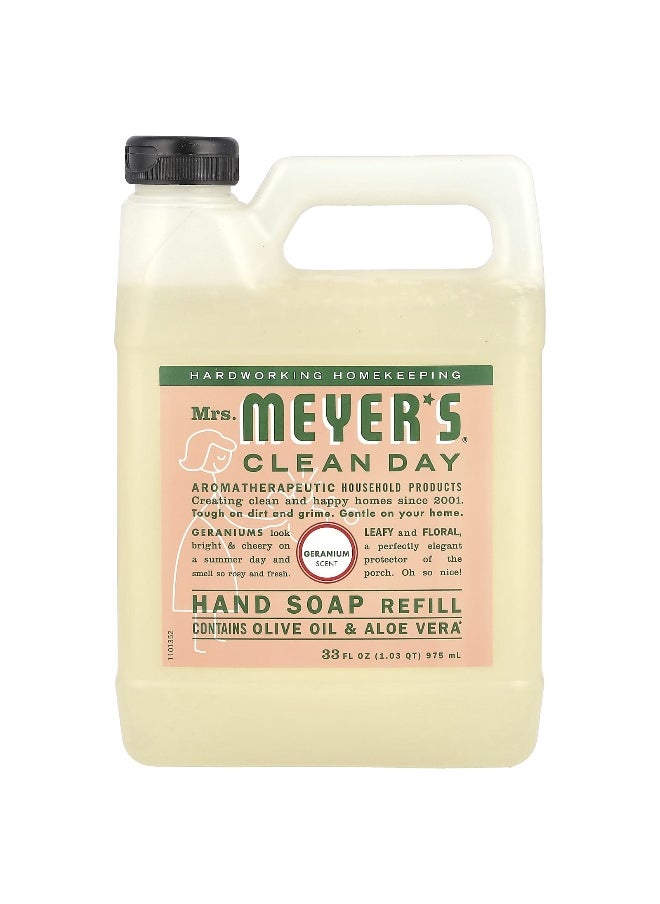 Mrs Meyers Clean Day Mrs. Meyers Clean Day, Hand Soap Refill, Geranium, 33 fl oz (975 ml)  - Image 1