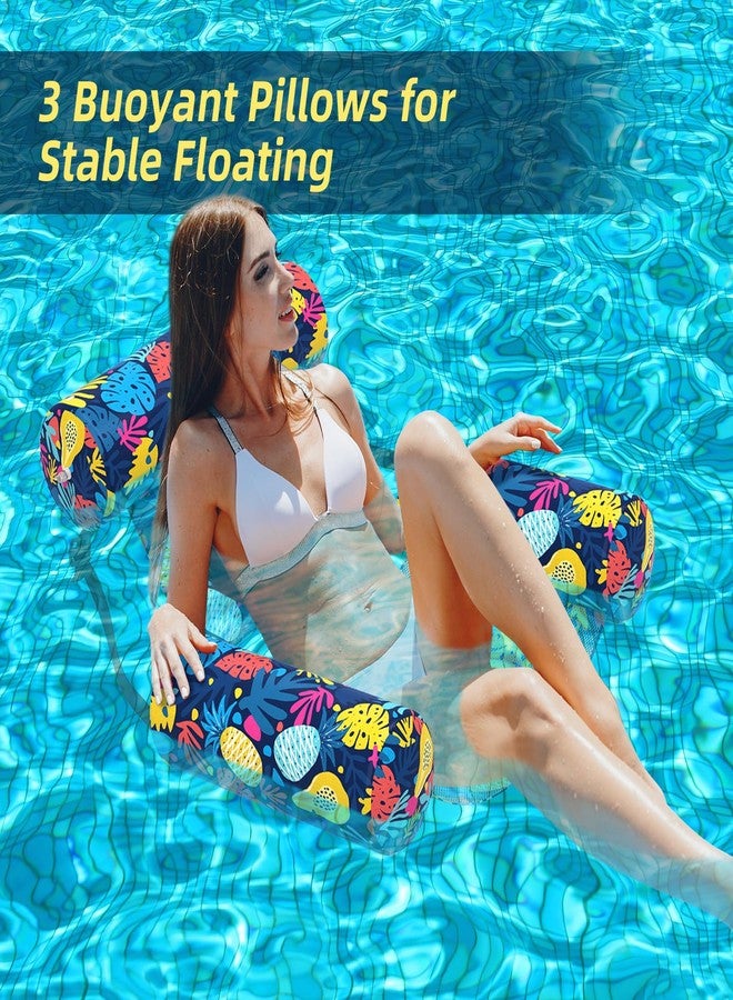 Sunikko X Pool Floats Adult, 2 Packs Fabric Inflatable Hammock Pool Lounge Chairs, Blow up Pool Floats for Adults, Hawaii Flower Pattern Floats for Pool Floating, Party Summer Water Beach Lake Fun - Image 3