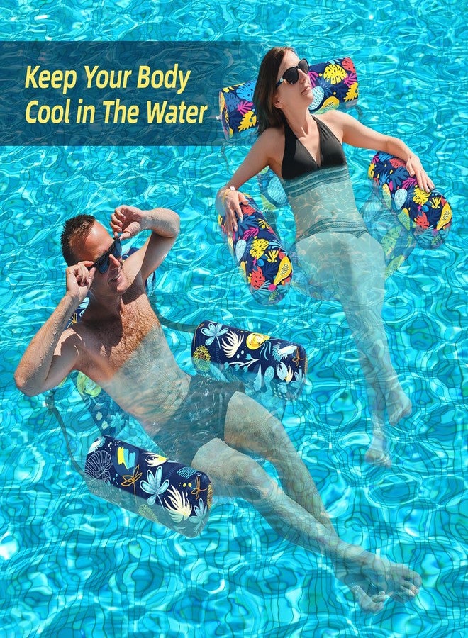 Sunikko X Pool Floats Adult, 2 Packs Fabric Inflatable Hammock Pool Lounge Chairs, Blow up Pool Floats for Adults, Hawaii Flower Pattern Floats for Pool Floating, Party Summer Water Beach Lake Fun - Image 4