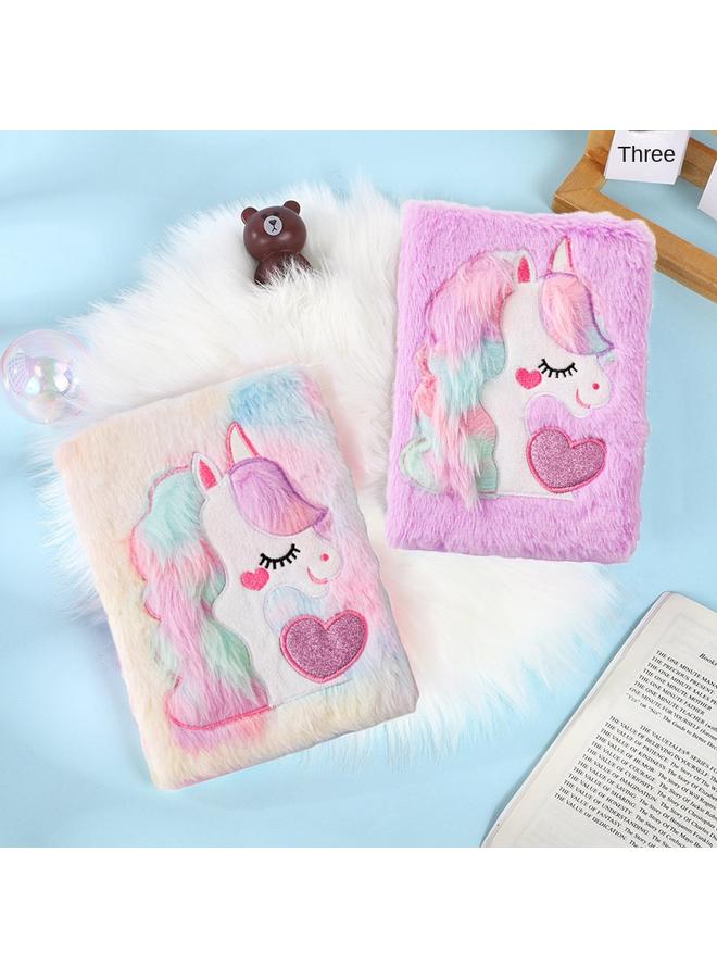 Bluejw Cross-border Hot-selling Unicorn Plush Notebook A5 Cute Macaron Girl's Heart Journal Student Hand Book - Image 2