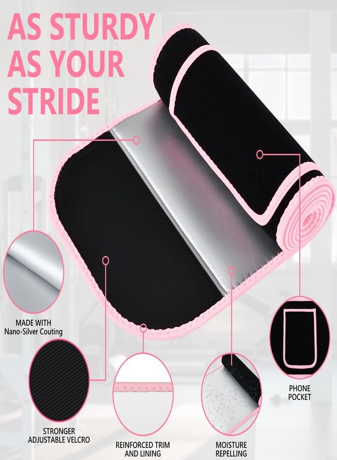 MORECOO Waist Trainer for Women/Men, Waist Sweat Band, Stomach Wrap, Belly Band Sweat Belt, Body Shaper Belt Pink - Image 3