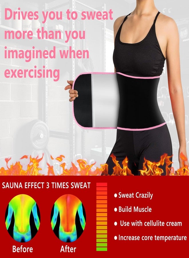 MORECOO Waist Trainer for Women/Men, Waist Sweat Band, Stomach Wrap, Belly Band Sweat Belt, Body Shaper Belt Pink - Image 4