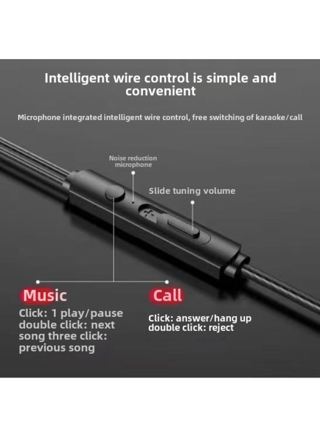 Generic - Red And Blue Ring Metal Headphones Universal Subwoofer In-ear Microphone Headphones For OPPOvivo Huawei Xiaomi Apple-Color:3.5 Interface Metal Rose Gold Bag - Image 1