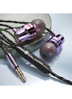 Red And Blue Ring Metal Headphones Universal Subwoofer In-ear Microphone Headphones For OPPOvivo Huawei Xiaomi Apple-Color:3.5 Interface Metal Rose Gold Bag