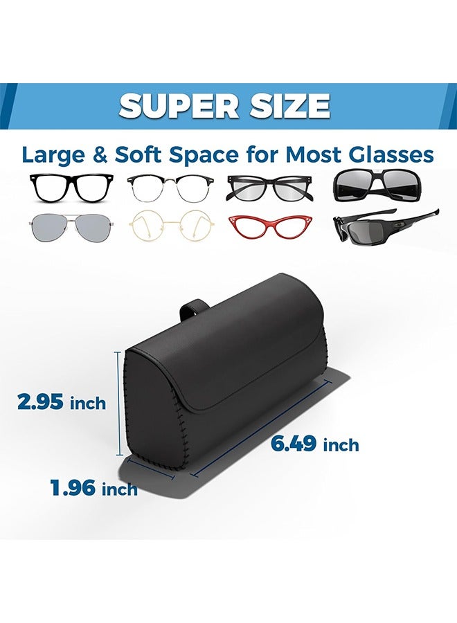 Sunglasses Holder for Car Visor, Leather Auto Eyeglasses Sun Visor Organizer Case, Handmade Universal Vehicle Visor Accessories Glasses Protective Storage Box for Man Women (Black) - Image 3