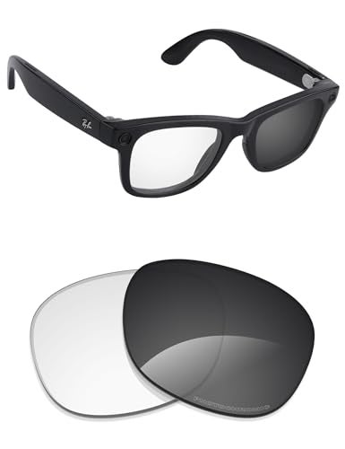 Alphax Adapt Grey Photochromic Nonpolarized Replacement Lenses for RayBan Meta Wayfarer RW4008 RW4012 53mm Gen 2 Sunglasses Glare Reduction Precision Cutting - Image 1