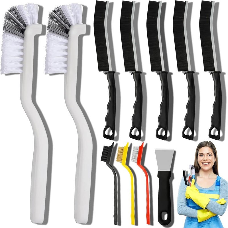 TCCO ENTERPRISE Cleaning Brush Set - Hard Bristle Crevice Cleaning Brush, Multifunctional Gap Scrub Brush, Home Essentials, Bathroom Cleaner Tools for Household Use, Kitchen, Window, Faucets, Toilet, Grout (11) - Image 1
