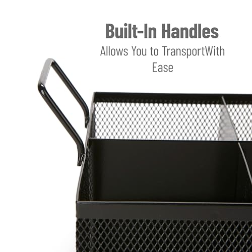 Mind Reader حامل أدوات Mind Reader، منظم، سطح الطاولة، مكتب، مطبخ، شبكة معدنية، 8.5" طول × 8.5" عرض × 6" ارتفاع، أسود - Image 4