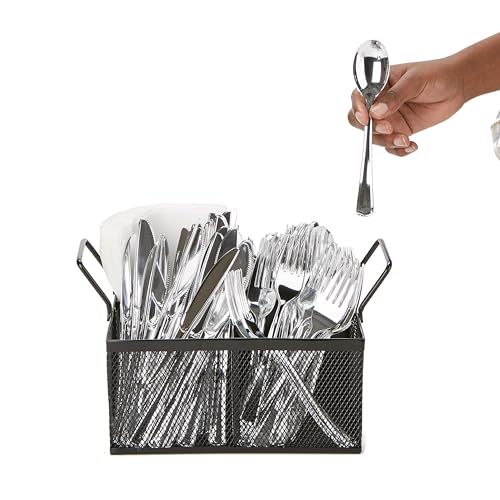 Mind Reader حامل أدوات Mind Reader، منظم، سطح الطاولة، مكتب، مطبخ، شبكة معدنية، 8.5" طول × 8.5" عرض × 6" ارتفاع، أسود - Image 5