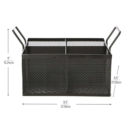 Mind Reader حامل أدوات Mind Reader، منظم، سطح الطاولة، مكتب، مطبخ، شبكة معدنية، 8.5" طول × 8.5" عرض × 6" ارتفاع، أسود - Image 3