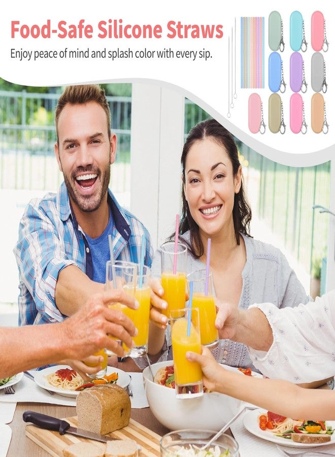Homaisson ٢٠ مجموعة من شفاطات السيليكون مع حافظات، شفاطات شرب محمولة قابلة لإعادة الاستخدام مع سلاسل مفاتيح وفرش تنظيف، شفاطات سفر قابلة للطي للمشروبات الساخنة والباردة، ١٠ ألوان - Image 4