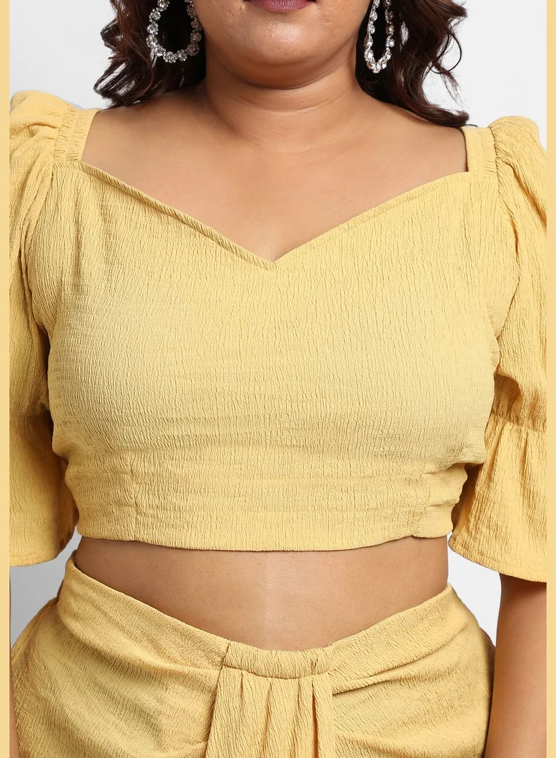 Instafab Plus Solid Sweetheart Neck Puff Sleeve Top and Dress Set