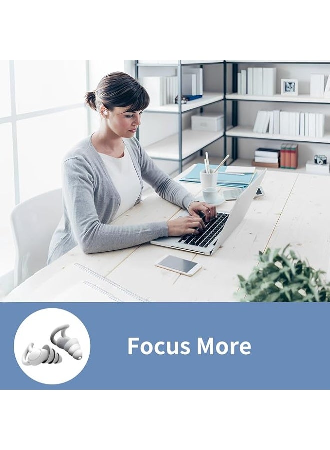 سدادات أذن لتقليل الضوضاء، NRR 40 ديسيبل، سدادات أذن سيليكونية مريحة للغاية وقابلة لإعادة الاستخدام للنوم، الشخير، السباحة، الدراسة، الحفلات الموسيقية، إلغاء الضوضاء وحماية السمع باللون الرمادي - Image 4