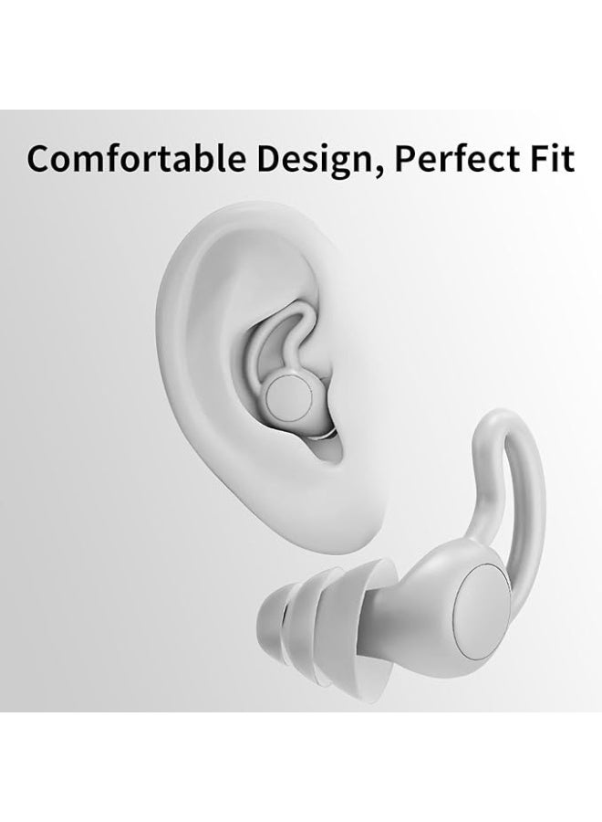 سدادات أذن لتقليل الضوضاء، NRR 40 ديسيبل، سدادات أذن سيليكونية مريحة للغاية وقابلة لإعادة الاستخدام للنوم، الشخير، السباحة، الدراسة، الحفلات الموسيقية، إلغاء الضوضاء وحماية السمع باللون الرمادي - Image 3