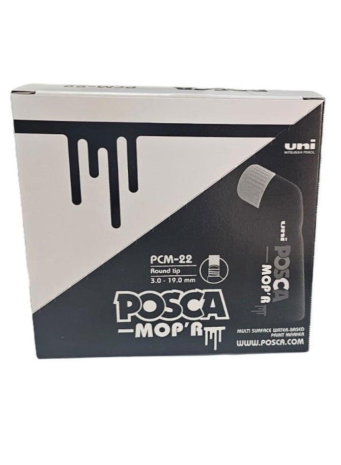 Posca MOP’R PCM-22 Multi Surface Permanent Paint Marker, XXL Round Tip 3-19 mm, Box of 4 White - Image 3