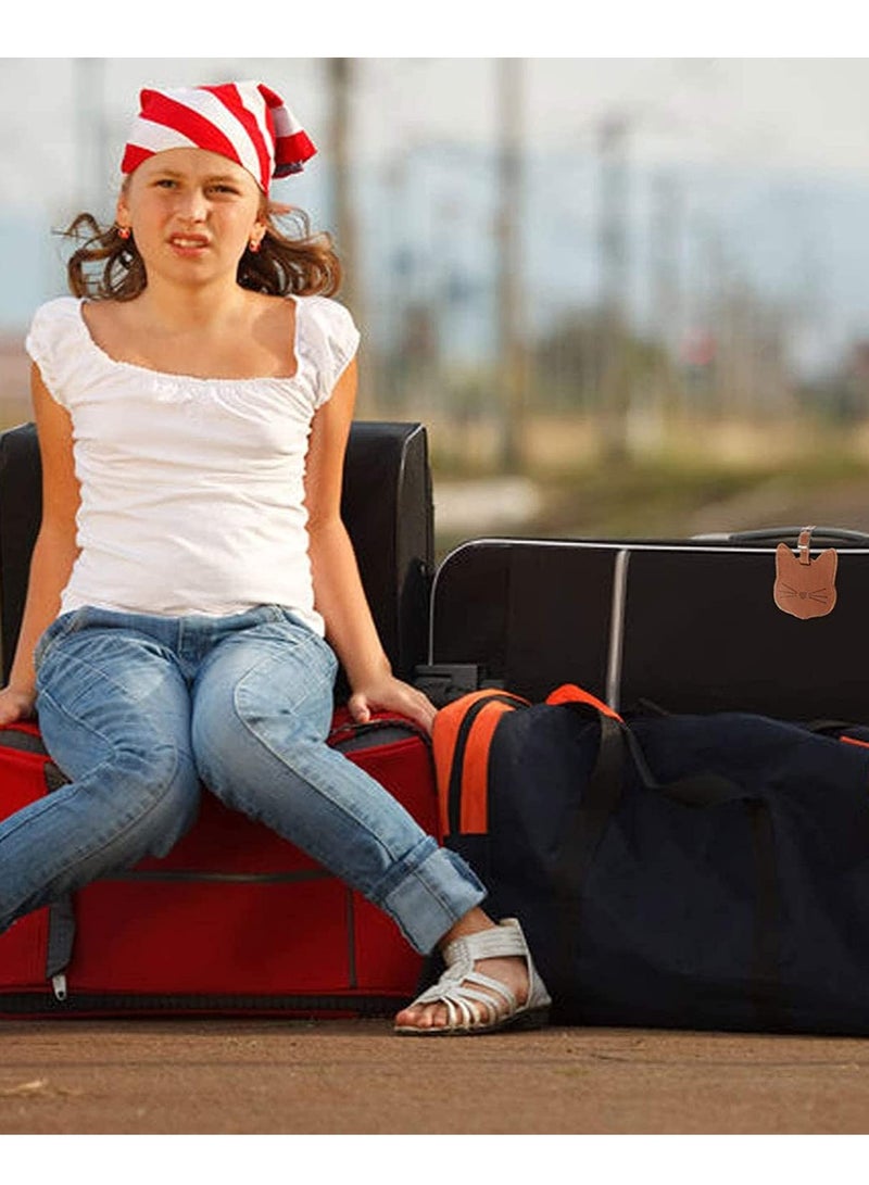 Luggage Tags, 2 PackPremium PU Leahter ID Label Travel Suitcase Backpack  Cat Shape for Women Men Kids for Bag - Image 3