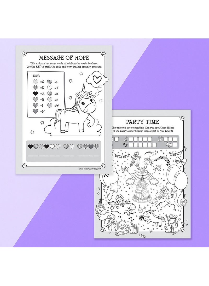 Hinkler مجموعة فن الخدش المفاجئ من هينكلر - يونيكورن سحرية للأطفال تتضمن 4 صفحات خدش هولوجرافية، 8 صفحات خدش بصورة مخفية و 12 صفحة نشاط بالإضافة إلى أداة خدش خشبية! - Image 3