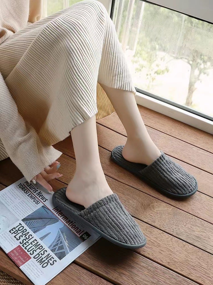 Wholesale five-star hotel homestay beauty salon thick-soled slippers disposable home hospitality thickened hotel special A bag of gray coral fleece 