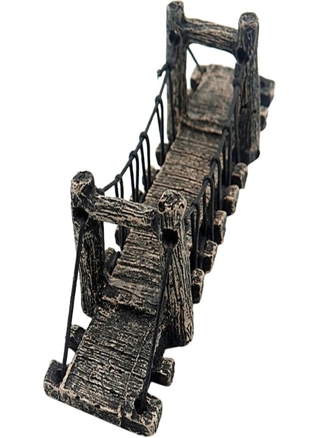 Balacoo Aquarium Decor Bridge: Resin Garden Rope Bridge Ornament for Betta Fish Tank Landscape Decoration - Dark Brown, 6.29 Inch - Image 1