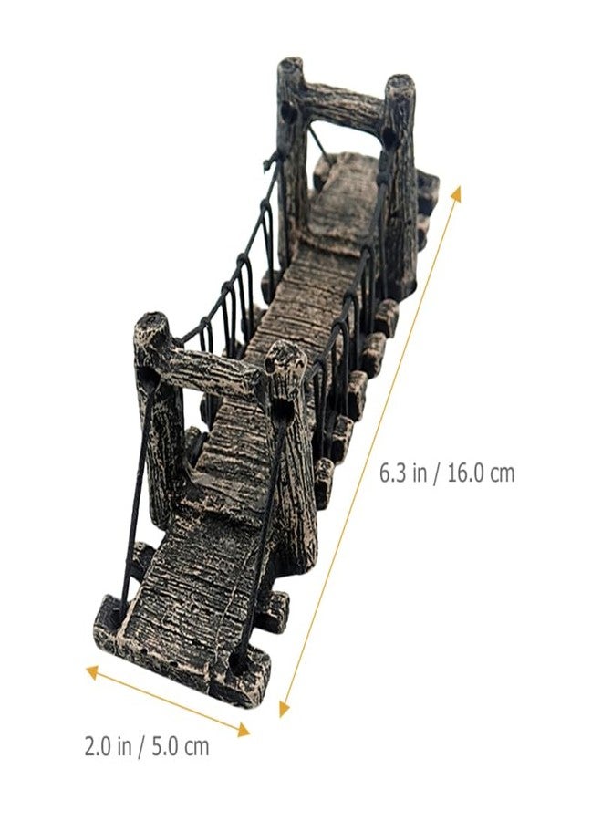 Balacoo Aquarium Decor Bridge: Resin Garden Rope Bridge Ornament for Betta Fish Tank Landscape Decoration - Dark Brown, 6.29 Inch - Image 4