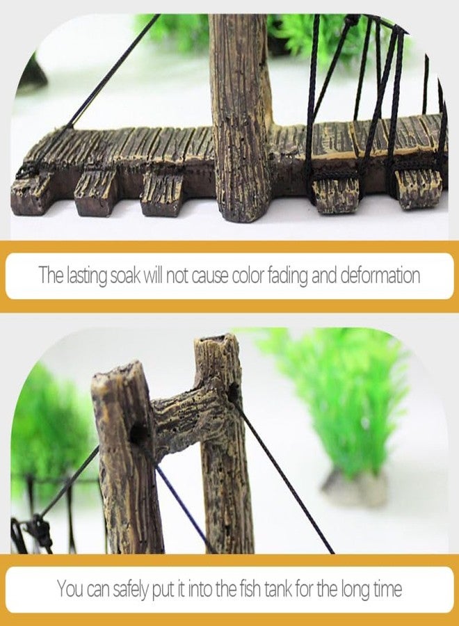 Balacoo Aquarium Decor Bridge: Resin Garden Rope Bridge Ornament for Betta Fish Tank Landscape Decoration - Dark Brown, 6.29 Inch - Image 3