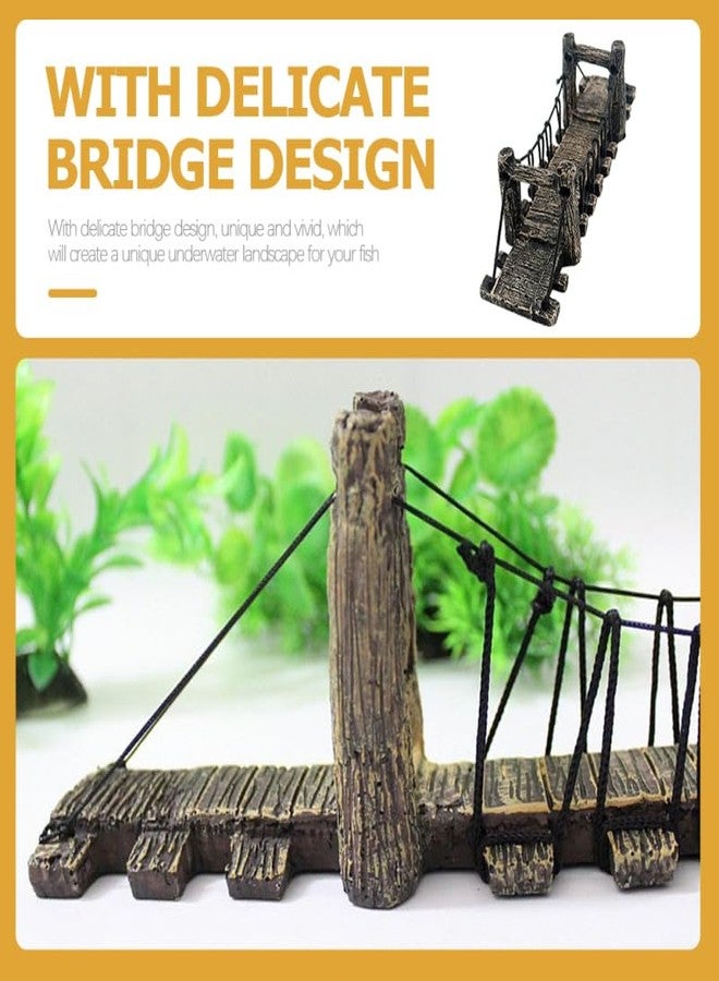 Balacoo Aquarium Decor Bridge: Resin Garden Rope Bridge Ornament for Betta Fish Tank Landscape Decoration - Dark Brown, 6.29 Inch - Image 5