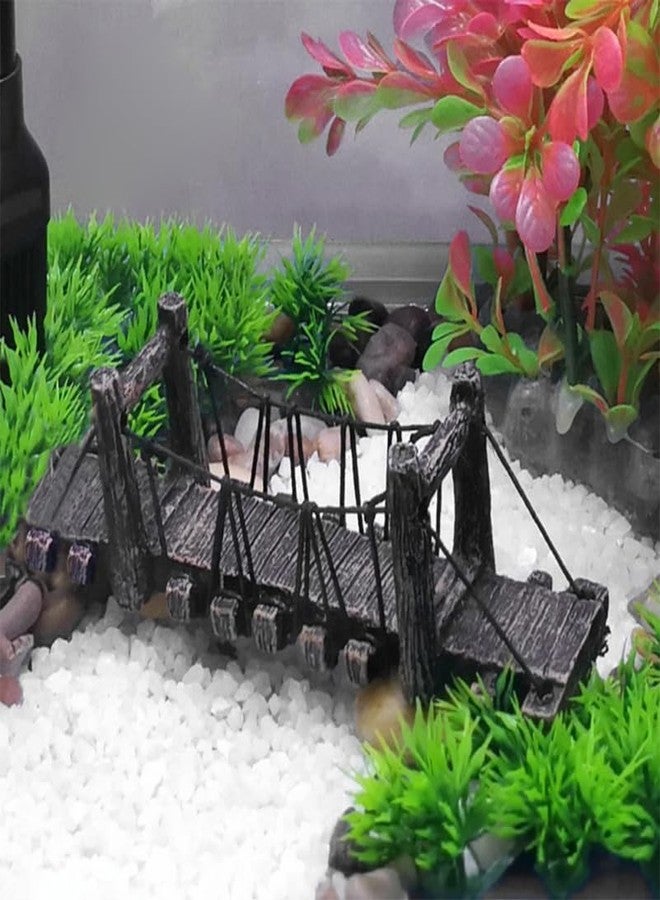 Balacoo Aquarium Decor Bridge: Resin Garden Rope Bridge Ornament for Betta Fish Tank Landscape Decoration - Dark Brown, 6.29 Inch - Image 2