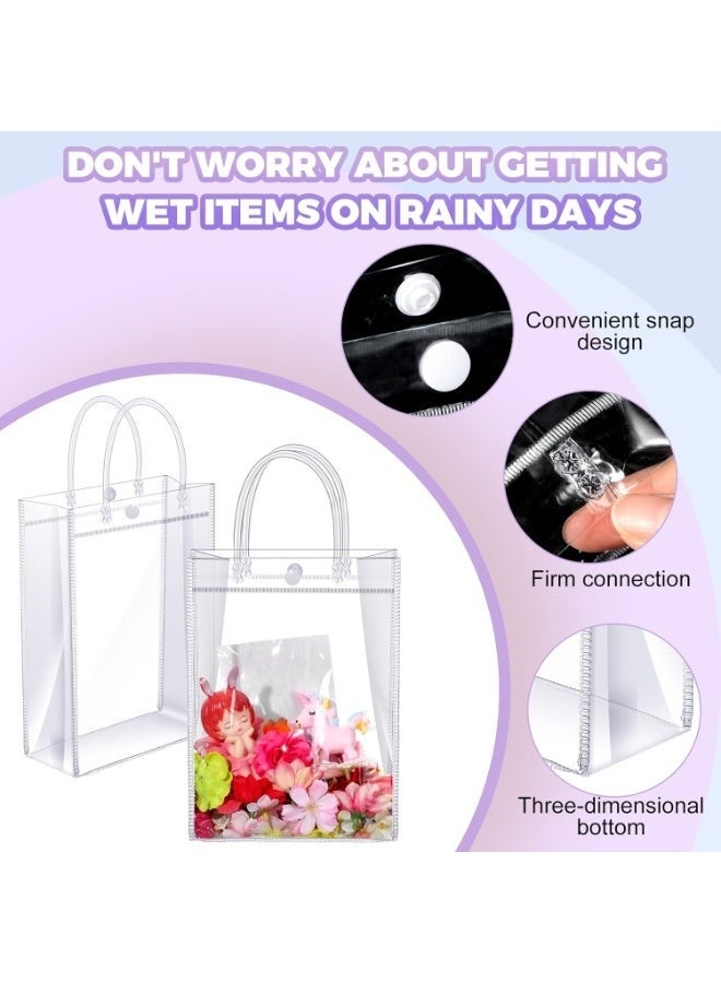 عبوة من 20 كيس هدايا بلاستيكي شفاف بمقابض - حقيبة قابلة لإعادة الاستخدام من مادة البولي فينيل كلوريد مقاس 25 × 18 × 7 سم لهدايا الحفلات، وحفلات الزفاف، وأعياد الميلاد، وحفلات استقبال المولود، وحقائب الهدايا، والتسوق بالتجزئة، والمتاجر، وحقائب الهدايا - Image 3