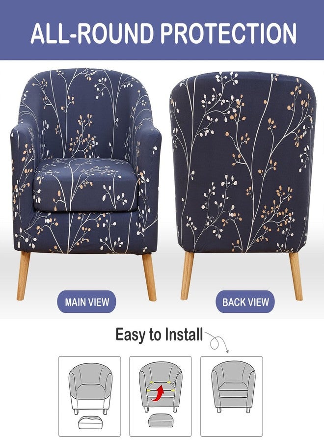 hyha 2 Pieces Printed Tub Chair Slipover with Cushion Cover, Removable Stretch Club Chair Cover for IKEA Tullsta, Armchair Slipover Furniture Protector for Living Room, Grey - Image 4