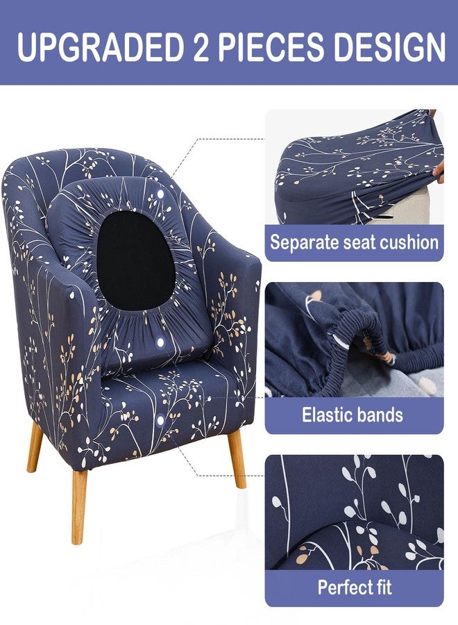 hyha 2 Pieces Printed Tub Chair Slipover with Cushion Cover, Removable Stretch Club Chair Cover for IKEA Tullsta, Armchair Slipover Furniture Protector for Living Room, Grey - Image 3